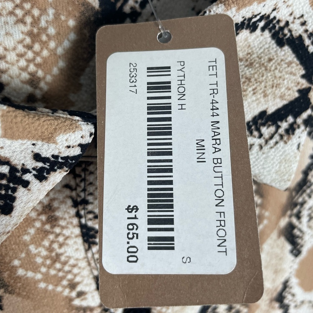 Three Eighty Two Mara Button Front Mini Dress In Python Reptile Size Small - Picture 15 of 16
